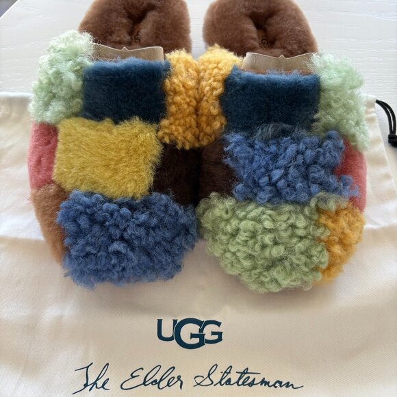 NWT UGG X The Elder Statesman Patchwork Slide Slipper Size 7/8 RARE! AUTHENTIC! - Picture 3 of 12
